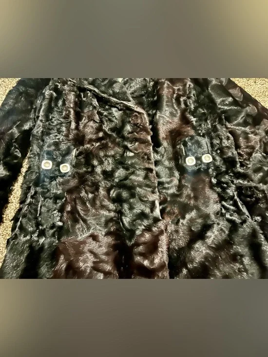 Vintage Black Fur Coat Hip Length Lined Custom Made - Picture 3 of 12